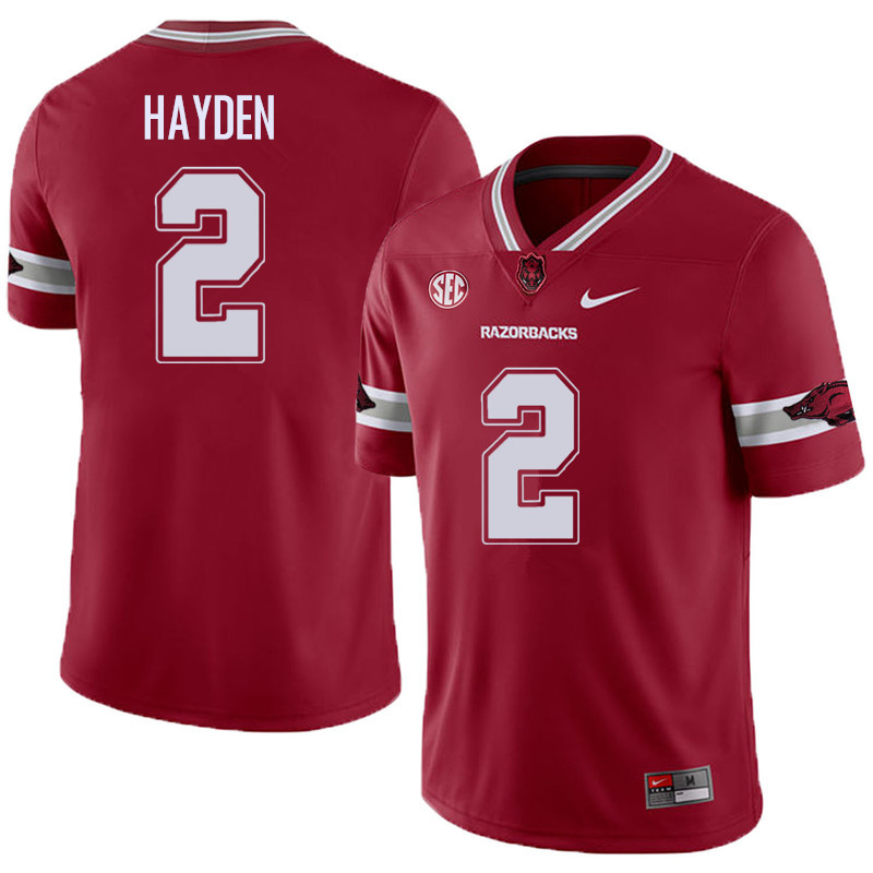 Men #2 Chase Hayden Arkansas Razorback College Football Alternate Jerseys Sale-Cardinal